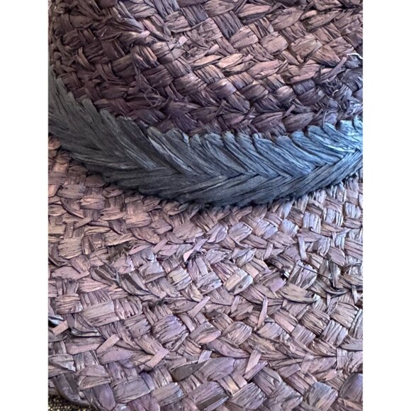 Vineyard Vines Chevron Trim Straw Women's Fedora - Vineyard Navy NEW - Picture 9 of 10